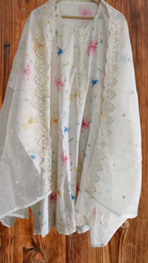 Cotton  UNSTITCHED SUIT With Organza Dupatta